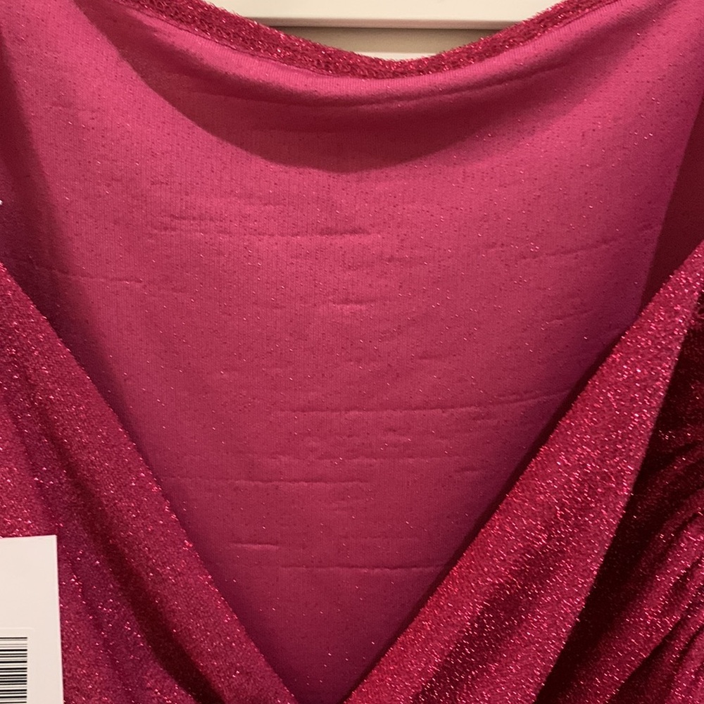 Reformation Breslin Body Con Low Back Formal Midi Dress in Hot Pink Sparkle Sz M - Picture 11 of 12